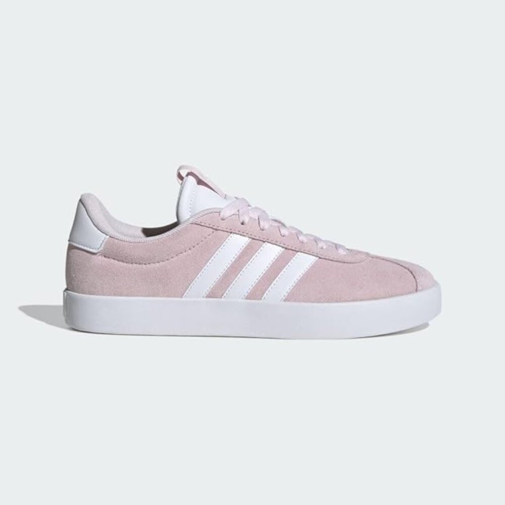 adidas Women's Pink and White Suede Athletic Sneakers